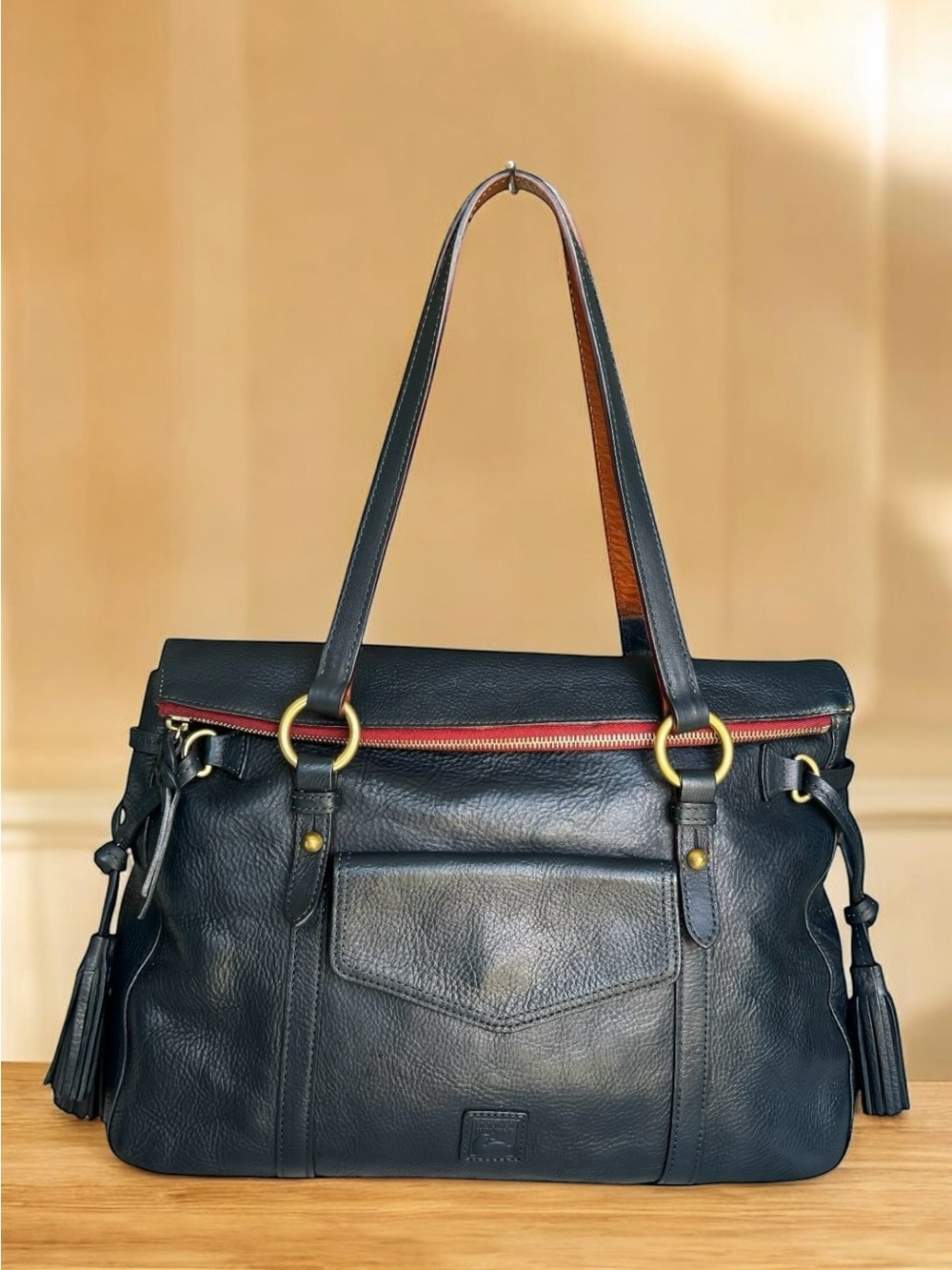 Dooney & Bourke Florentine Leather Shoulder Bag In Navy Blue